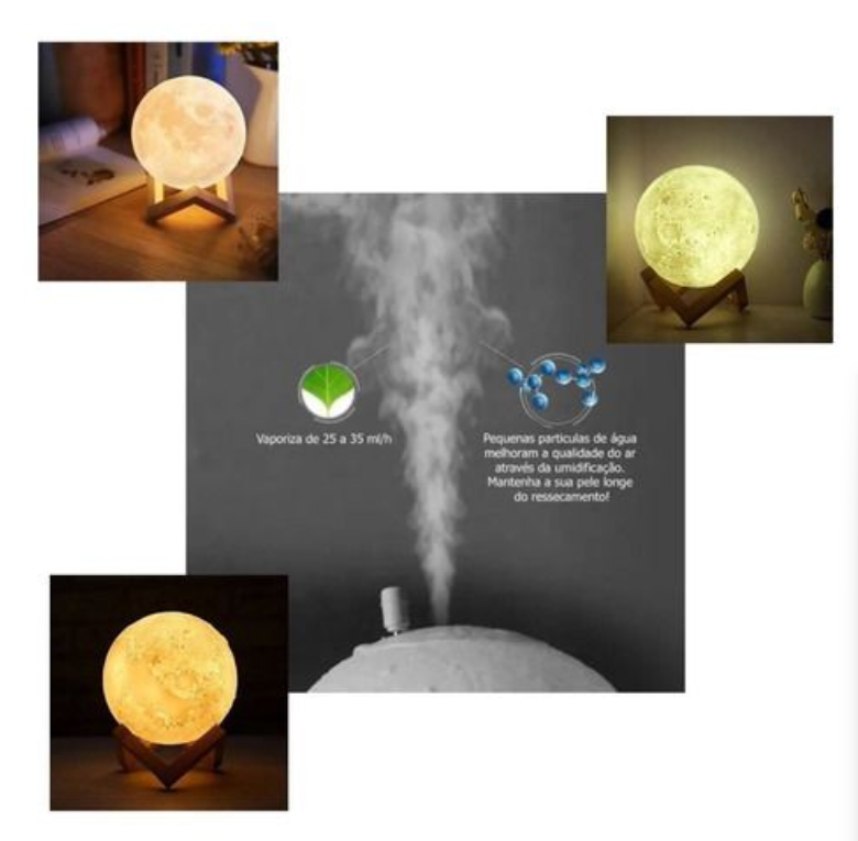 LAMPARA HUMIDIFICADOR DISEÑO DE LUNA